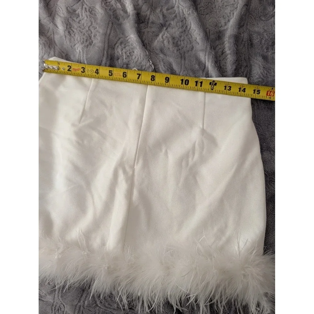 Peppermayo Lucia In Love Skirt White Feather‎ Trim Mini A Line Size 4 NEW Bridal